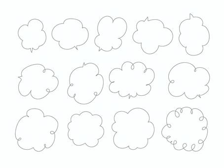 手描きのグルグルした吹き出しセット 手描きのグルグルした吹き出しセット 吹き出し,漫画,コミック,コミュニケーション,話す,会話,雲,筆,黒,かわいいのイラスト素材