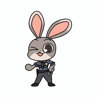 ウサギの警察官 ウサギ,警察官,動物,キャラクター,制服,かわいい,仕事,職業,保安,巡回のイラスト素材