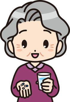 Granny taking medicine 2, , JPG, PNG and AI