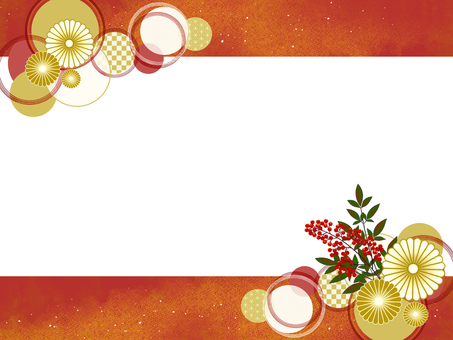 華やぐ和結びのこころ【9】　　　 和風,水引,新年,円,南天,菊,12月,1月,お祝い,年賀状のイラスト素材