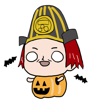 ゆるい毛利輝元 ハロウィンさん 毛利輝元,安土桃山時代,江戸時代,関ヶ原の戦い,豊臣政権,五大老,鎧,兜,戦国,時代のイラスト素材