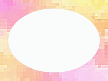 ピンクと黄色の幾何学模様の楕円フレーム1 幾何学,フレーム,モザイク,背景,枠,飾り枠,幾何学模様,見出し,タイトル,壁紙のイラスト素材