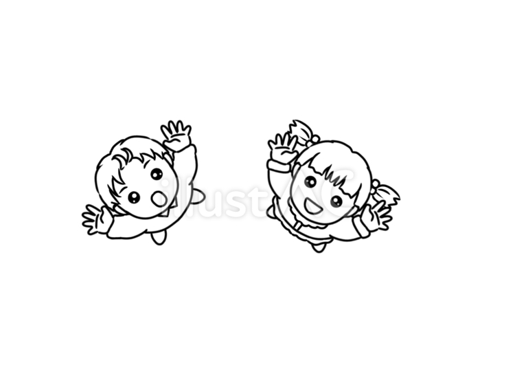 見上げる2人の子ども 見上げる,子ども,男の子のイラスト素材
