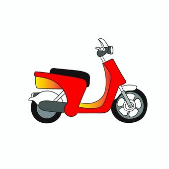 スクーター 001 スクーター,バイク,二輪車,乗り物,赤,黄色,ホイール,ハンドル,ライト,シートのイラスト素材