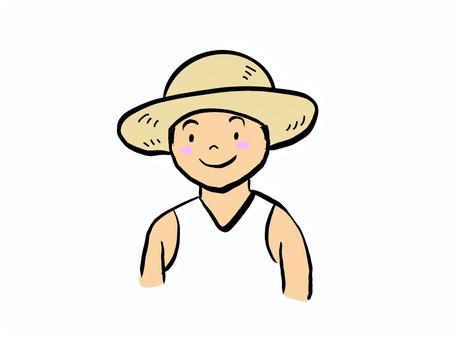 麦わら帽子とタンクトップの男の子 麦わら帽子とタンクトップの男の子 麦わら帽子,タンクトップ,男の子,夏,可愛いのイラスト素材