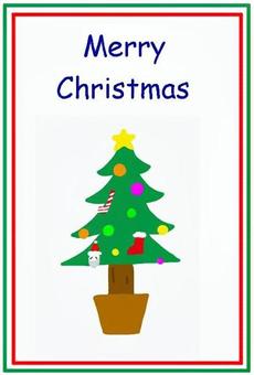 クリスマスカード2 クリスマスカード,ポストカード,メッセージカード,グリーティングカード,フレーム,緑,赤,メリークリスマス,xmas,クリスマスツリーのイラスト素材