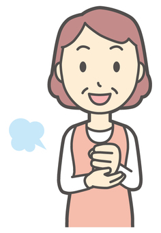  エプロンおばちゃん-043-バスト 納得,おばちゃん,エプロン,お母さん,ママ,中年,おばさん,主婦,人物,かわいいのイラスト素材