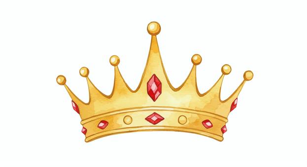 クイーンの王冠 王冠,クイーン,宝石,ルビー,金,ゴールド,飾り,水彩,赤いのイラスト素材