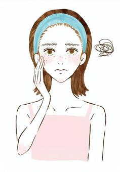 Beauty person illustration [skin troubles-freckles], , JPG and PNG