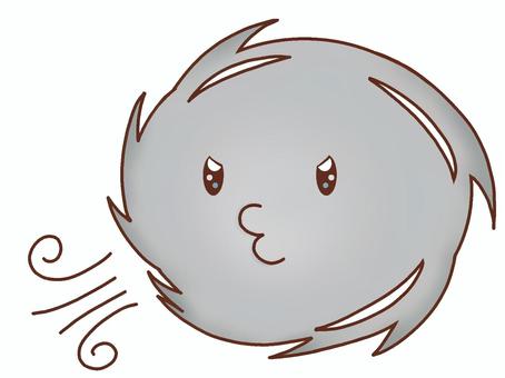 台風 台風,天気,風,暴風,警報,可愛い,キャラクター,手がき,フリーハンド,白背景のイラスト素材