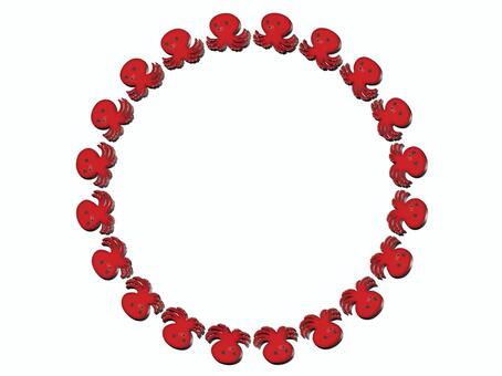 タコのフレ−ム　円 タコ,たこ,フレ−ム,ポストカード,メッセージカード,飾り枠,あしらい,背景なし,蛸,円のイラスト素材