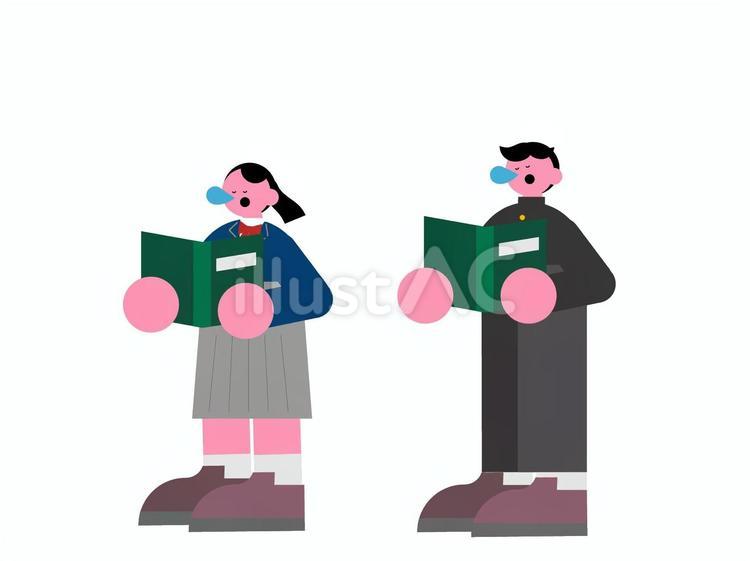 本を読みながら眠る男女学生のセット 学生,本,読むのイラスト素材