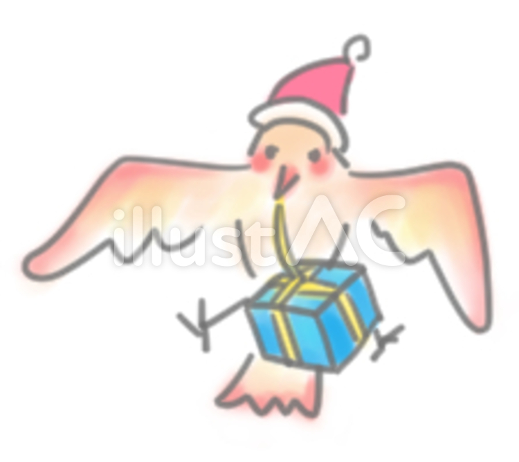 プレゼントをくわえた小鳥 小鳥,クリスマス,プレゼントのイラスト素材
