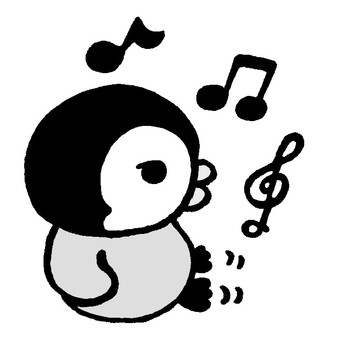 Rhythm 2 (monochrome), penguin, note, norinori, JPG and PNG