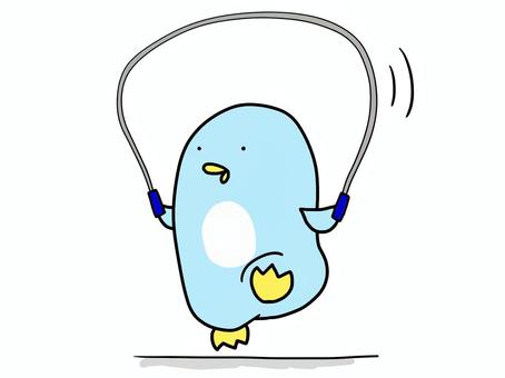 縄跳びをするペンギン 縄跳び,運動,ペンギン,動物,かわいい,手書き,跳ぶのイラスト素材