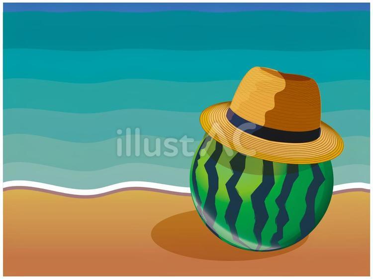 夏と西瓜 夏,西瓜,海のイラスト素材