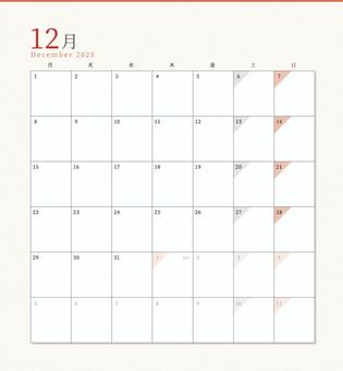 【月曜始まりカレンダー】2025年12月 月曜始まり,カレンダー,2025年,12月,2025年カレンダー,2025,シンプル,スタイリッシュ,おしゃれ,師走のイラスト素材