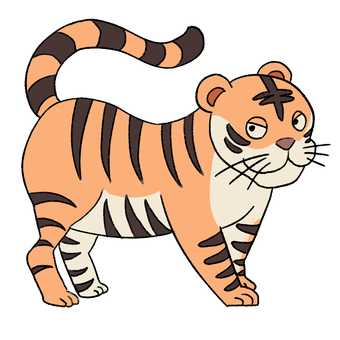 寅 寅,寅年,十二支,干支,年賀素材,かわいい,動物,虎,アニマル,全身のイラスト素材