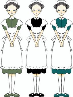 Maid (summary hair) illustration set, ওয়েট্রেস, নারী, দাসী, JPG and PNG