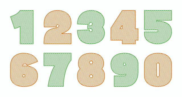 オリジナル数字セットI　斜線 数字,フォント,オリジナル,文字,太文字,極太,ボールド,フチ文字,斜線,テクスチャのイラスト素材