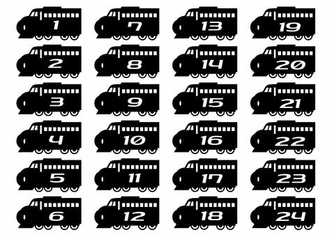 新幹線アドベントカレンダー用白黒 新幹線,0系,白黒,アドベントカレンダー,数字,電車のイラスト素材