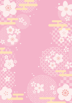 桜と梅の春の和柄背景02（縦向き）_26 背景,桜,梅,和風,和柄,和,正月,新春,節分,ひな祭りのイラスト素材