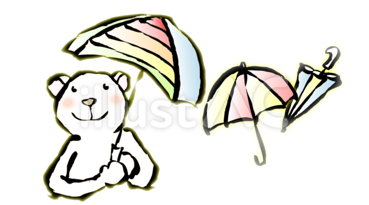 梅雨 雨,傘,クマのイラスト素材