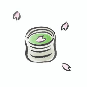 抹茶と桜のイメージのイラスト