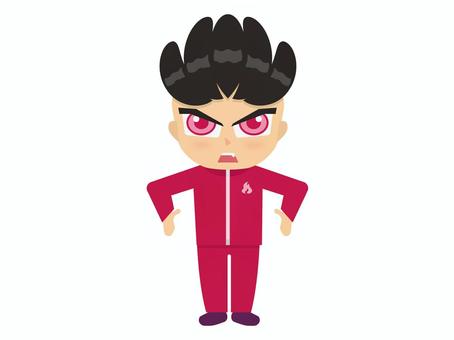 ジャージを着た熱血な男性 熱血,男性,ジャージ,青年,若者,体育教師,体育会系,立ち絵,人物,3頭身のイラスト素材