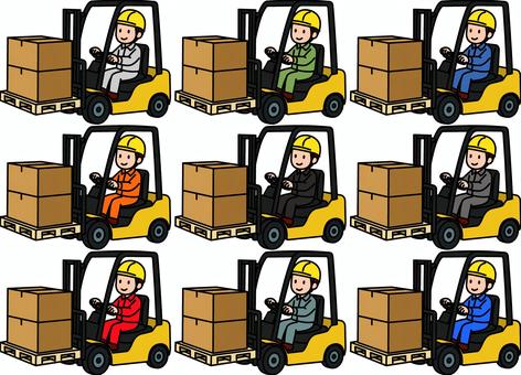 フォークリフトの作業員です。 フォークリフト,シンプル,段ボール,作業員,運転手,荷役,倉庫,工場,物流,重機のイラスト素材
