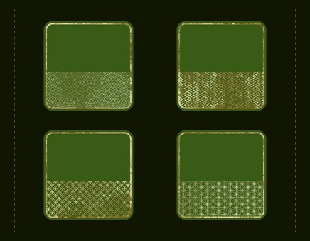 深緑と金の和柄スクエアセット 和柄,金,緑,深緑,エレメント,模様,和,日本,七宝,麻の葉のイラスト素材