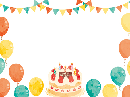 お祝いの背景04パーティー パーティー,背景,壁紙,フレーム,お祝い,誕生日,ケーキ,風船,ガーランド,イベントのイラスト素材