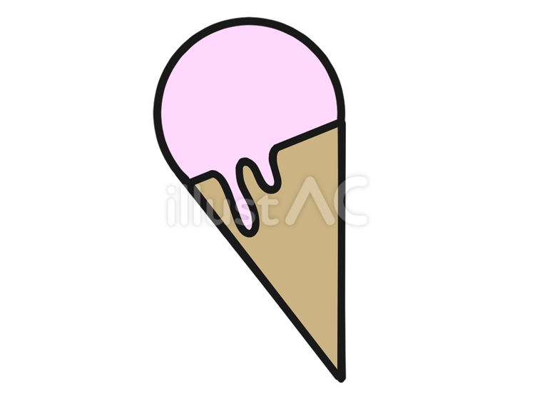 溶けた　アイスクリーム　いちご　イラスト 溶けた,笑顔,いちごのイラスト素材