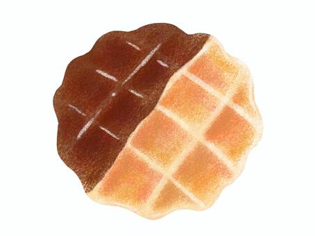 チョコレートがかかったワッフル ワッフル,スイーツ,お菓子,デザート,洋菓子,焼菓子,食べ物,おやつ,カフェ,ベルギーワッフルのイラスト素材