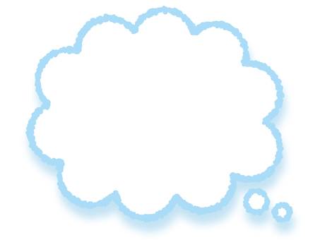 クレヨンの吹き出し　影付　水色 吹き出し,ふきだし,フレーム,枠,もくもく,もこもこ,雲,考える,妄想,ふわふわのイラスト素材