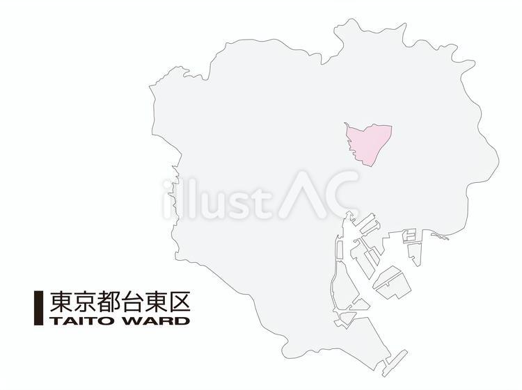 東京都台東区の位置地図区境無し_01 台東区,東京都,23区のイラスト素材