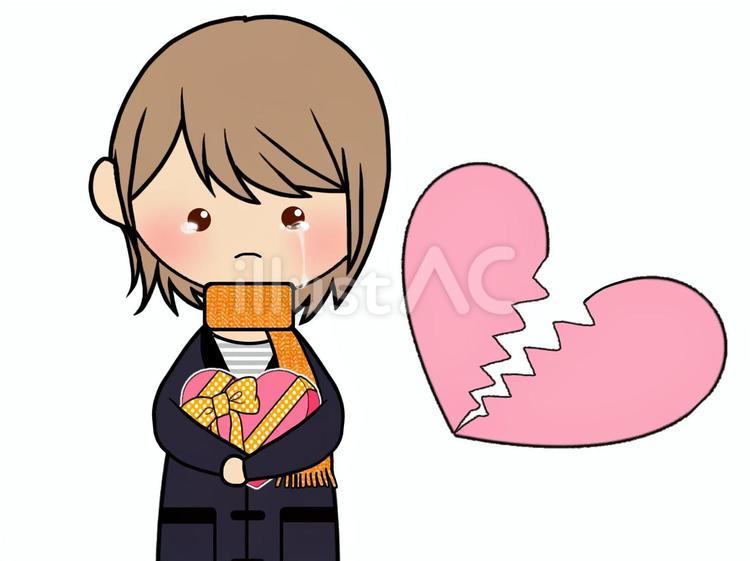 行き場を失くしたチョコレート 女性,失恋,バレンタインのイラスト素材