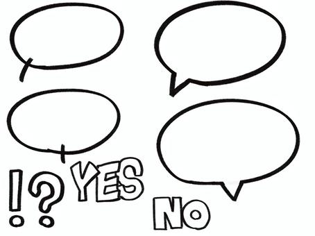 シンプルなモノクロふきだし ふきだし,セリフ,メッセージ,テキスト,会話,コミック,フレーム,テロップ,シンプル,手描きのイラスト素材