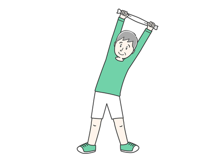 タオル体操するシニアの男性 高齢者,運動,体力づくり,シニア,スポーツ,トレーニング,運動習慣,健康習慣,健康,有酸素運動のイラスト素材