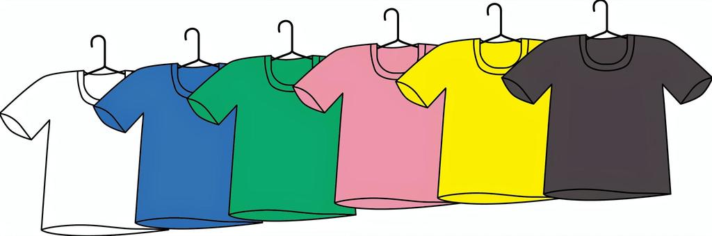 Tシャツバリエーション tシャツ,衣類,インナー,ハンガー,製品,並べる,カラー,バリエーションのイラスト素材