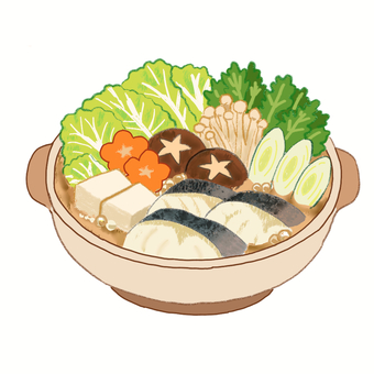 寒くなったら鍋物 食べ物,鍋物,冬,魚料理,かわいいのイラスト素材