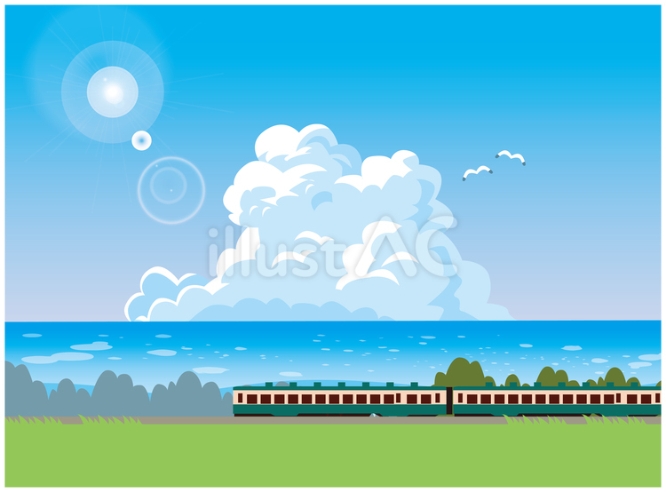 日本の夏風景 夏,夏休み,残暑お見舞いのイラスト素材