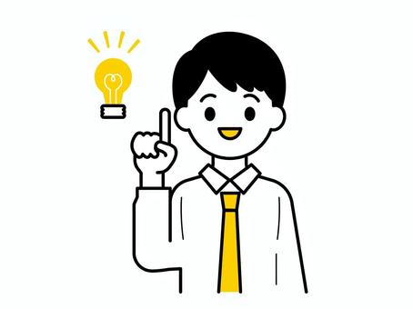 何かひらめいた男性のイラスト06 人物,男性,20代,30代,上半身,ビジネス,社会人,正社員,派遣社員,アイデアのイラスト素材