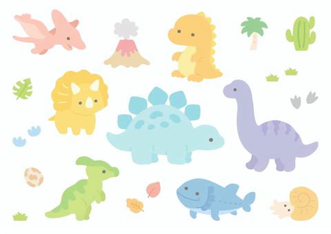 Illustration, dinosaur, tiny, hand drawn, 