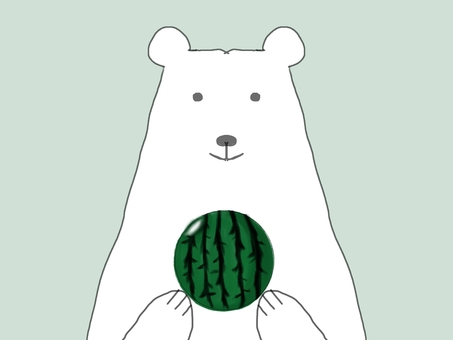 スイカを持つ白くま スイカを持つ白くま 夏,緑,スイカのイラスト素材