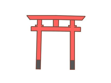 シンプルな鳥居のイラスト 鳥居,神社,門,結界,シンプル,手描き,お参り,初詣,正月のイラスト素材