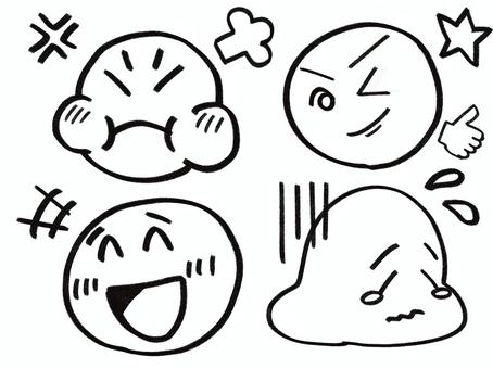 シンプル喜怒哀楽アイコン 喜怒哀楽,感情,手描き,表情,シンプル,アイコン風,キャラクター,感情表現,喜ぶ,怒るのイラスト素材
