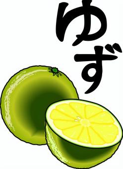 ゆず　　 ゆず,果実,柑橘類,黄緑,香り,果肉,カット,ひらがな,イメージのイラスト素材