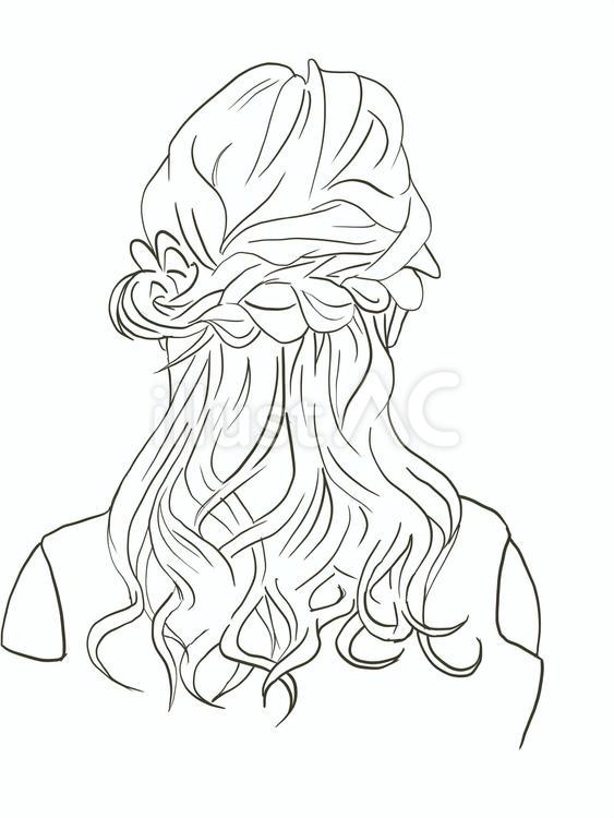 編み込みヘアスタイルの女性の後ろ姿 ヘアスタイル,ヘアアレンジ,女性のイラスト素材