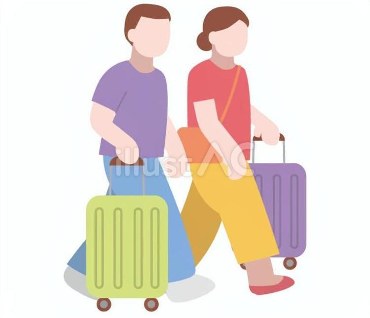 旅行に行く男女 旅行,人物,外出のイラスト素材